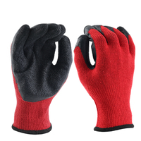 Guantes de seguridad de punto de calibre 10 para trabajar Forro de algodón recubierto de látex arrugado con agarre mecánico para trabajos mecánicos