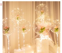 Guirlande LED en forme de colonne ronde, filet de tulle, rose, vague, ballon Bobo pour la décoration de mariage, de fête ou de chambre.