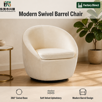 Fauteuil pivotant en velours crème avec base ronde noire pour salon, chambre, salle de séjour, hôtel, vente en gros directe d'usine