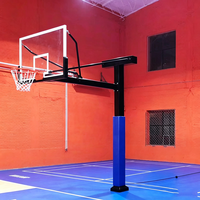 Système de panier de basket fixe encastré direct usine avec anneau métallique détachable et panneau arrière en verre trempé pour salle de sport intérieure et extérieure