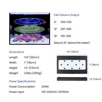 AIPAI 240W Perles de lumière LED pour aquarium à spectre complet A8SE/A8Pro Contrôle par application WiFi Boîte de lumière pour aquarium de poissons Récif corallien