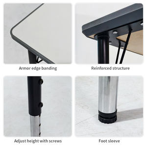 टिकाऊ सतह फिनिश किनारे झुकने आयताकार आकार mdf pp प्लास्टिक स्कूल डेस्क और कुर्सी क्रोम पैर - Product Image 3