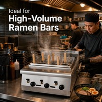 Cuiseur à nouilles professionnel au GPL à six paniers 9,5 kW, chaudière à nouilles à gaz de comptoir pour ramen, udon, pho, cuisine de restaurant asiatique