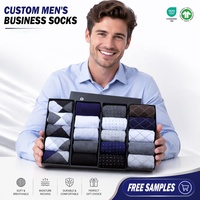 Chaussettes de Ville Classiques pour Hommes en Coton Tricoté de Luxe, Très Demandées, avec Logo Personnalisé, Anti-Bactériennes, en Coffret, pour l'Automne