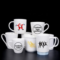 Vente en gros de tasses à thé en porcelaine blanche brillante de 11 oz, 12 oz et 15 oz, avec logo personnalisé imprimé, mug à café en céramique pour cadeaux souvenirs