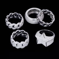 Vente en gros 5 styles Bague Hip Hop VVS Moissanite Bijoux en argent 925 pour homme pour soirée