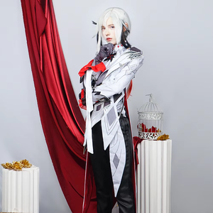 Genshin Impact <span class=keywords><strong>Arlecchino</strong></span> Le Valet Cosplay Costume Ensemble Complet Perruque Uniforme Onze Fatui Harbingers Outfit Halloween Carnaval Party - Product Image 1
