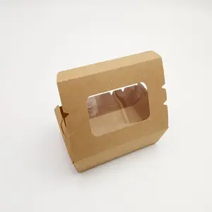 Kingwin Custom print almoço kraft descartável biodegradável para ir tirar recipientes embalagens de fast food tirar caixa de papel alimentar