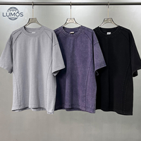 Herenshirt met korte mouwen, 100% katoen, zachte snow wash vintage look, voorpaneel met opgestikte stiksels & rauwe randdetails