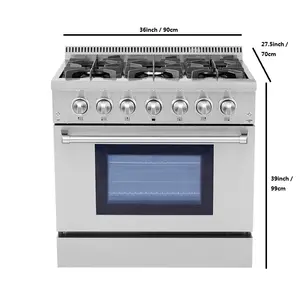 Caisse de chauffe-gaz type Pro 147L, 90cm, 6 brûleurs, cuisinière à gaz