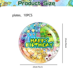 My Singing Monsters Decoración de fiesta de <span class=keywords><strong>cumpleaños</strong></span> Vajilla desechable Plato Mantel Servilleta Baby Shower Niños Favor Suministros para fiestas - Product Image 5