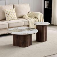 Table basse moderne de luxe haut de gamme pour hall de villa, en MDF avec plateau en céramique et structure en MDF – Meilleure vente