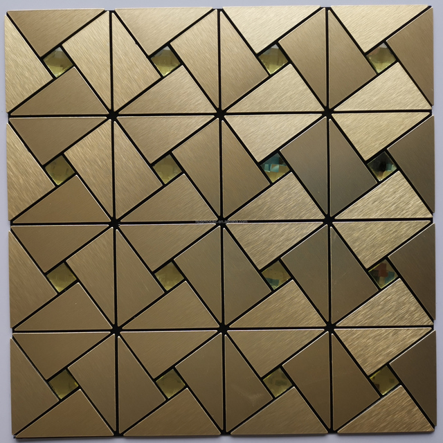 Modern Stick Peel Metal Mix Glass Wall Mosaic Tile for Kitchen Living Room 4mm Parquet for Interior Use Graphic Available