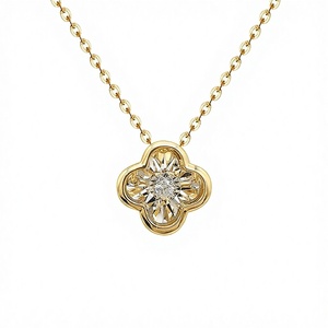 Nouveau design Collier pendentif fleur en or massif 18 carats avec diamant dansant tendance, cadeau, vente en gros, livraison directe - Product Image 4