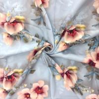 Nouvelle Arrivée Tissu en Rayonne Imprimé Numérique Floral Rose Bleu Poussière Tendance pour Robe de Vacances Femme Confortable Respirant OEM