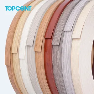 Bandas de borde de Pvc para paneles de muebles, cinta de borde metálico brillante de grano de madera maciza OEM de 12mm, 18mm, 19mm y 21mm