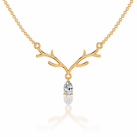 Collier personnalisé en acier inoxydable plaqué or 18 carats avec pendentif en forme de goutte de sang de cerf serti de CZ, bijoux de mariage délicats, cadeau de Noël, résistant à l'eau