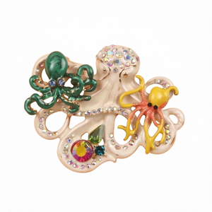 Broche Ocus en alliage émaillé avec strass, plaquée or, bijou animal marin pour corsage, accessoires de manteau pour mariage et fête, unisexe - Product Image 1