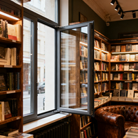 Sistema de apertura interior moderno de moda Ventanas mínimas de aleación de aluminio para librería