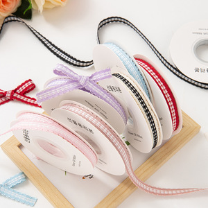 Custom Gekleurde Eco-Vriendelijke Geweven Geruit Lint Voor Bruiloft & Kerst Geschenkverpakking En Decoratie - Product Image 1