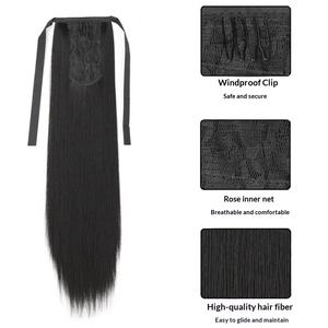 Peluca de Estilo Europeo y Americano, Suministro Directo de Fábrica, Fibra de Alta Temperatura, <span class=keywords><strong>Cabello</strong></span> Largo y Liso, Cola de Caballo con Red, Peluca Corta de Simulación - Product Image 4