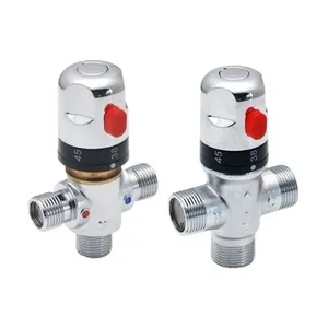 Copper Thermostatic Valve 1/2in 3/4in 1inch Solar Energy Water Mixing Valve Three-way Hot &amp; Cold <strong>Temperature</strong> Control <strong>Switch</strong> - Product Image 1