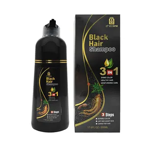 3 in 1 Ammonia Free Healthy Herbal Fast Magic Cover Grey Hair Dye Ginseng Black Shampoo