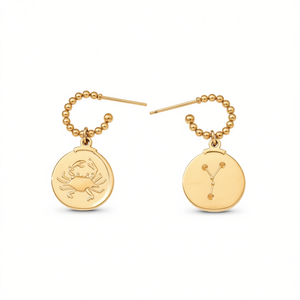 Orecchini pendenti con ciondolo a forma di segno zodiacale Cancro in acciaio placcato oro 12k, gioielli con charm per donna - Product Image 2