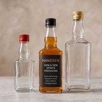 Bouteille à liqueur carrée personnalisée 200ml 375ml 500ml en verre avec bouchon en aluminium pour whisky, brandy, vodka – OEM ODM Vente en gros