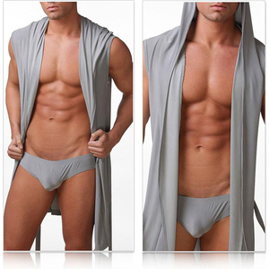 OEM ODM Wholesale Order Polyester + Spandex <strong>Silk</strong> Night <strong>Dressing</strong> <strong>Gown</strong> <strong>for</strong> <strong>Men</strong> - Product Image 4