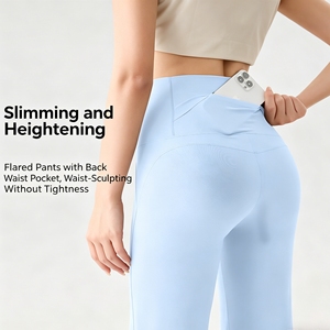 High Waist Flare <b>Yoga</b> <b>Pants</b> <b>with</b> <b>Pocket</b>, Butt Lifting Tummy Control Leggings, 4 Colors - Product Image 6