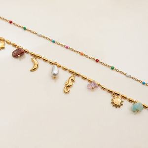 Yaz yeni ürün okyanus tarzı rüzgar paslanmaz çelik kolye kabuk kabuklu doğal taş kolye boyun dekorasyon - Product Image 5