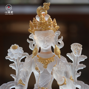 Statue de <span class=keywords><strong>Bouddha</strong></span> en cristal transparent plaqué or 160*100*230mm, idéale pour la méditation et la <span class=keywords><strong>relaxation</strong></span>, à placer dans la chambre - Product Image 3