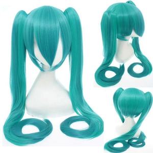 Nueva Llegada Peluca de Fibra Resistente al Calor con Red de Rosas, Rizada, Sedosa, Lisa, Ondulada, Larga, con Doble Pinza, Azul <span class=keywords><strong>Miku</strong></span> <span class=keywords><strong>Cosplay</strong></span>, 180% de Densidad - Product Image 2