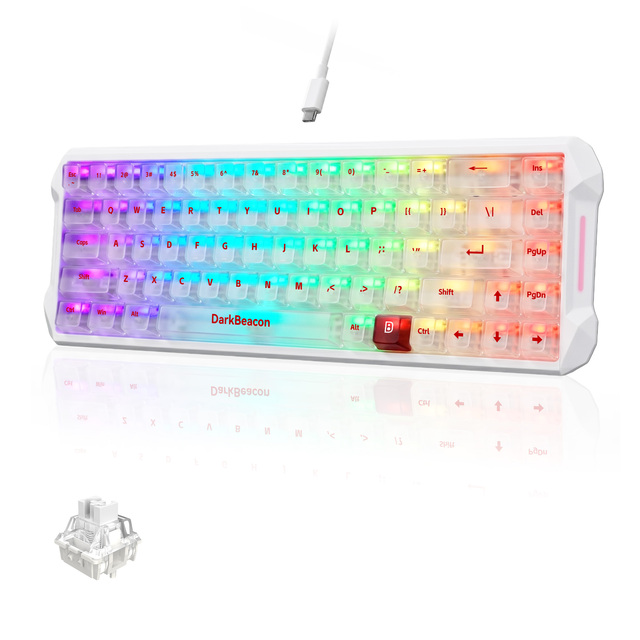 Flux 68 White Wired Mechanical Hall Effect Magnetic Switch USB-C RGB Gaming Keyboard 68 Keys Rapid Trigger 8K Polling