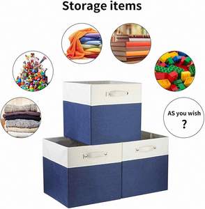 Panier de rangement en tissu pliable, cubes de rangement carrés pliables, organiseur avec poignées pour bijoux, sous-vêtements, jouets, chaussettes - Product Image 3