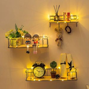 Punch-free Wall Rack Modern Iron Flower Pot <b>Decoration</b> Storage Rack with LED Light Living Room Bedroom Home <b>Decoration</b> Rack - Product Image 2