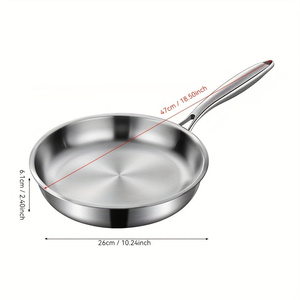 Meilleures ventes Poêle à frire en acier inoxydable neutre sans revêtement antiadhésive pour cuisinières à induction au gaz Design moderne pour la cuisine domestique - Product Image 6