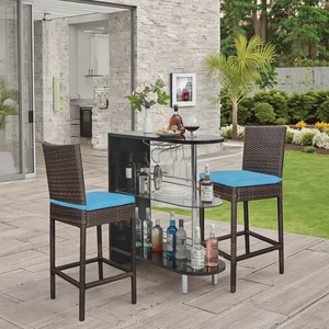 Sillas Semi-bar Patio alto Taburetes de mostrador blancos nórdicos Juegos de Bar Tiki para exteriores baratos Sillas y mesas de bar - Product Image 5