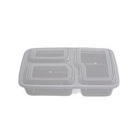 Boîte à lunch rectangulaire jetable en plastique PP épaissi à trois compartiments, qualité alimentaire, modèle 005, logo personnalisé disponible, boîte à fast-food
