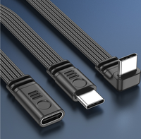Câble de charge rapide de type C personnalisé, câble plat en silicone souple TPE, cordon d'alimentation à angle droit pour téléphone, écouteurs, charge et synchronisation des données