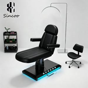Luxury Custom Designs Black Base Electric Beauty Skin Care Bed With Lights Reclinable Salon Facial Eyelash Lash Bed Tattoo Bed - Product Image 3