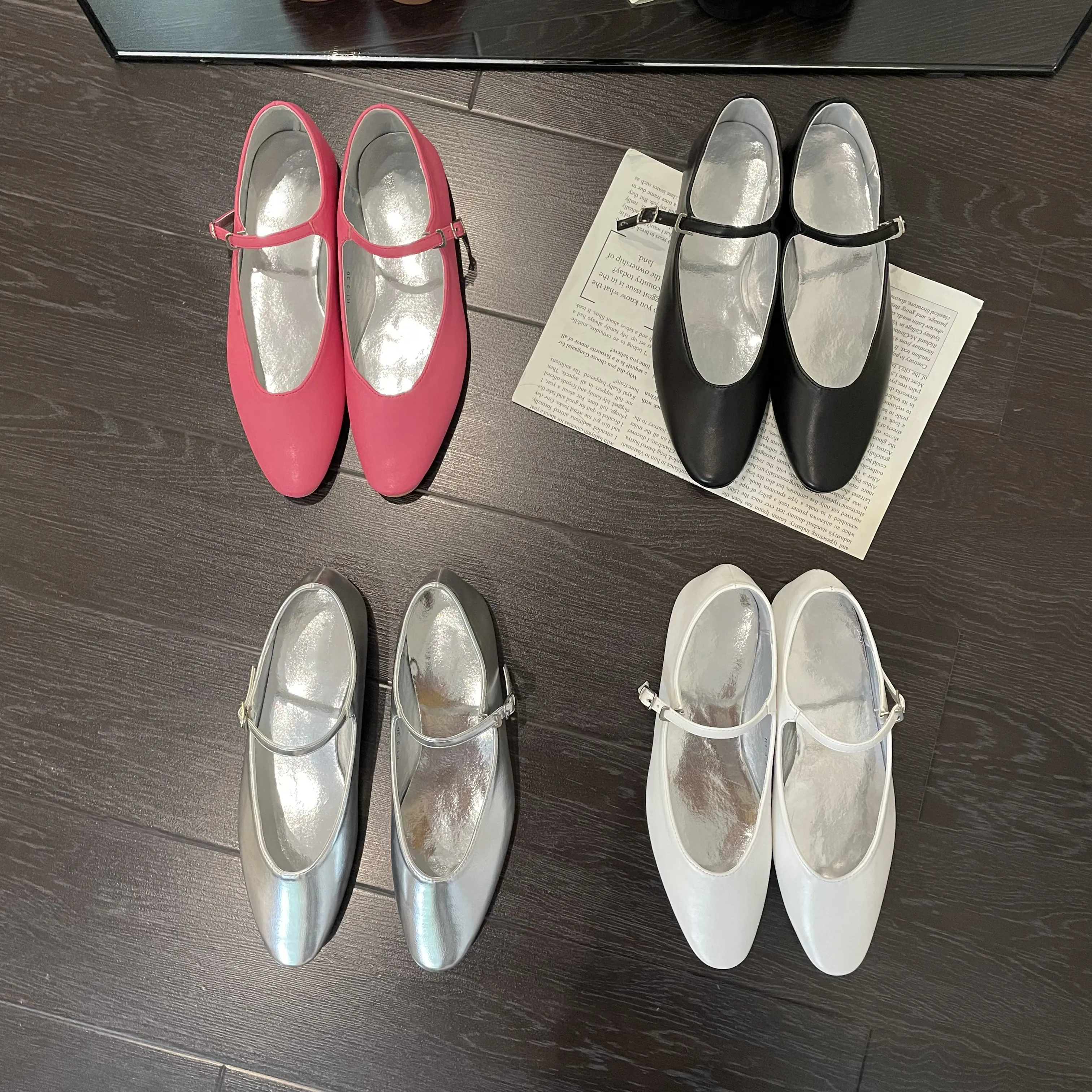 2022 Flat Shoes Women Simple Solid Color Single Shoes Mary Jane Shoes Spring Autumn Soft Sole