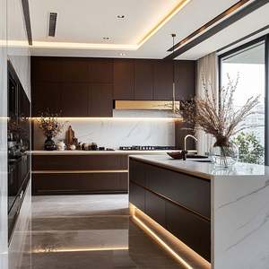 Ensemble de meubles de cuisine professionnels modernes canadiens, design complet d'armoires de cuisine pour appartement, cuisine moderne - Product Image 2