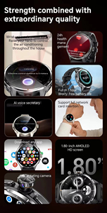 Montre connectée H81 à double système AMOLED, 4G, réseau complet, insertion de carte SIM, WIFI, GPS, téléchargement d'applications, boussole, caméra rotative - Product Image 2