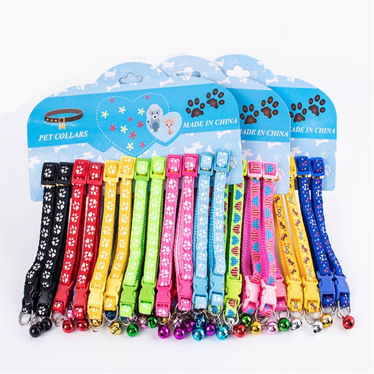 Cute cartoon printed small animals doggies pet bell collar reflective nylon cat neck collar