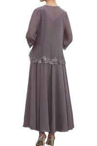 مقاس كبير فستان أم شيفون للزفاف من الشيفون بأكمام فتحة رقبة على شكل حرف V فساتين رسمية للنساء مزخرفة بالدانتيل فساتين حفلات للأم - Product Image 3