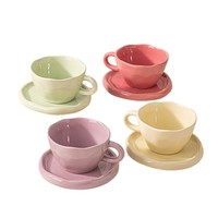 Ensemble tasse et soucoupe en céramique style crème – Cadeau de grande valeur, résistant aux hautes températures, design moderne et épuré pour mariages