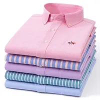 Chemises Polo Oxford 100% Coton à Manches Longues pour Hommes Broderie à la Mode Vêtements de Bureau Élégants