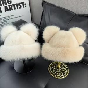 Mũ len dệt kim mùa thu đông ấm áp, kiểu dáng mới, có logo tùy chỉnh, họa tiết vui nhộn, kiểu công chúa phương Bắc, có bảo vệ tai - Product Image 2